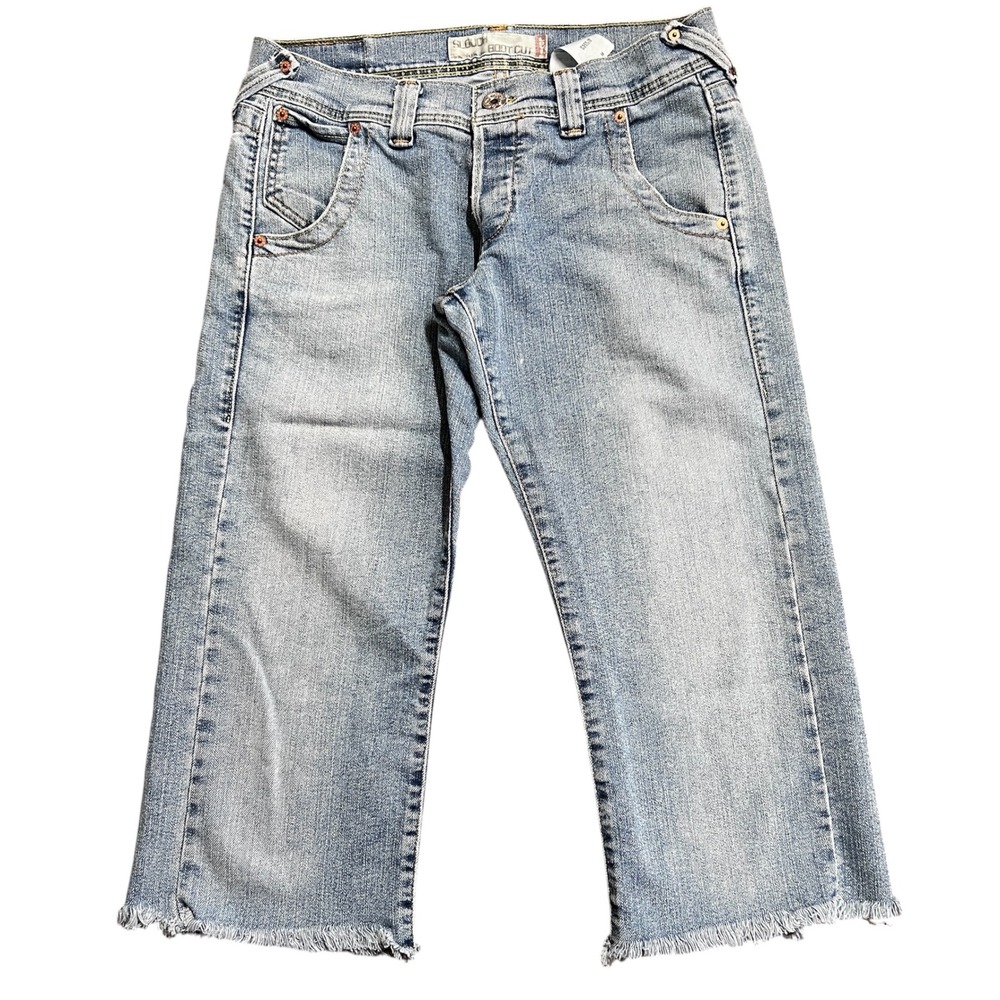 2006 Levi's 515‎ Women's Blue Denim Cropped Jeans Boot Cut Frayed Hem Size 7 Y2K